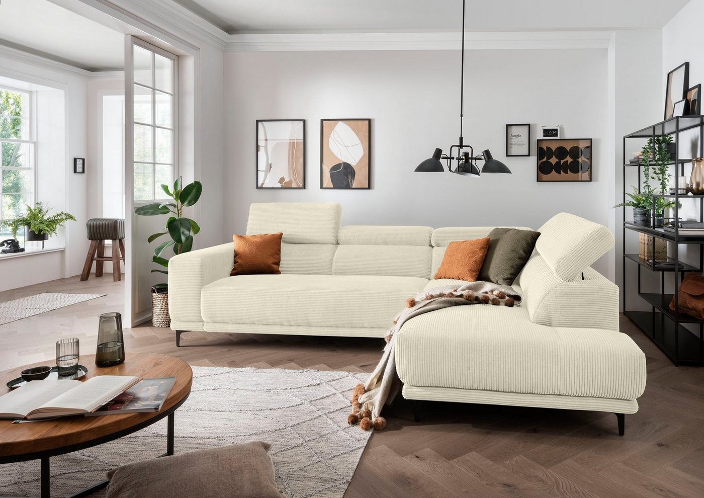 alina Ecksofa Hikari, wahlweise mit Sitzvorzug, in modernem Cordstoff, Breite 276 cm von alina