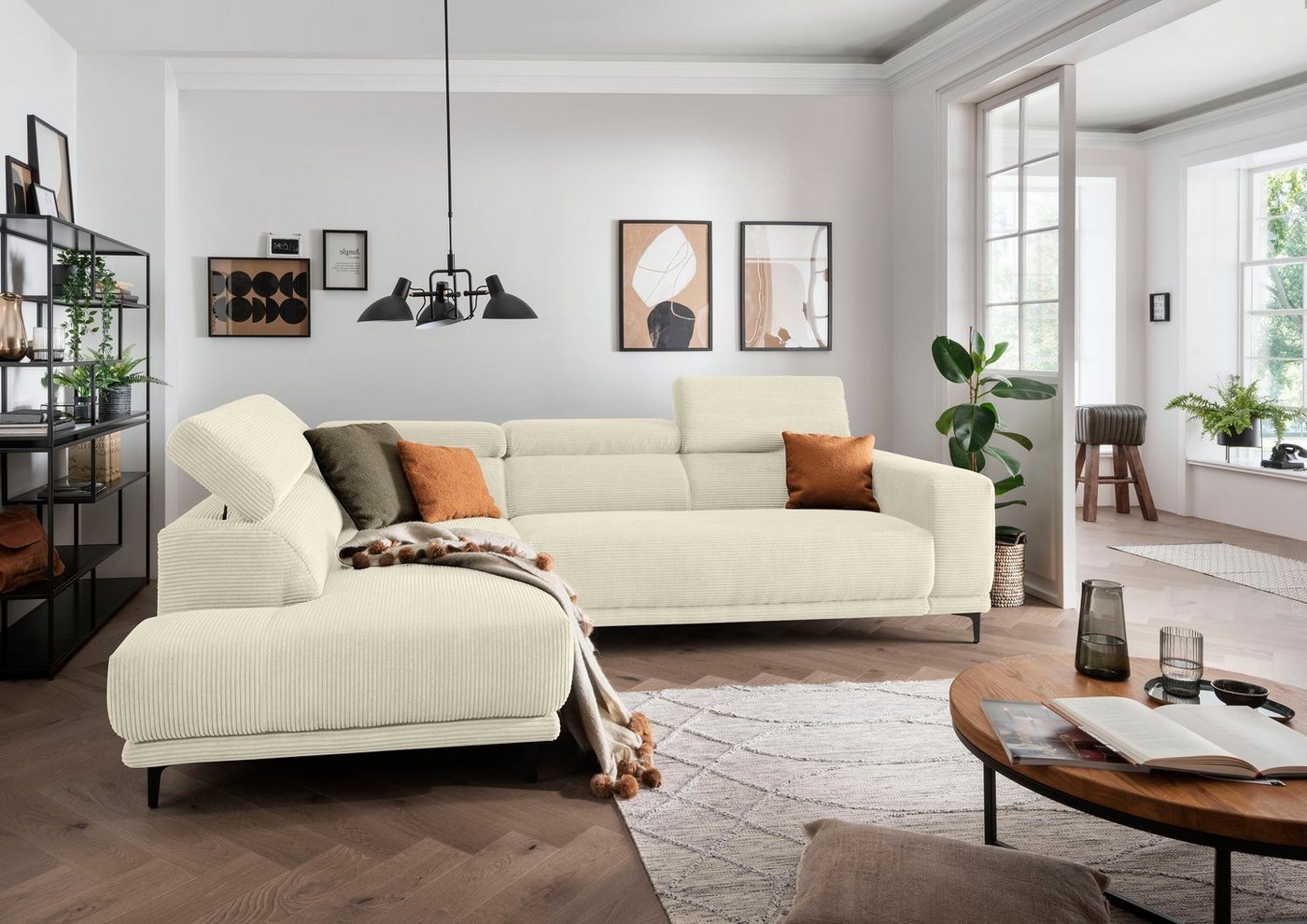 alina Ecksofa Hikari, wahlweise mit Sitzvorzug, in modernem Cordstoff, Breite 302 cm von alina