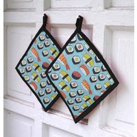 Sushi-Topflappen Koch Bäcker Black Trim Geschenk Auf Bestellung Handgefertigt von alittlegeekybags