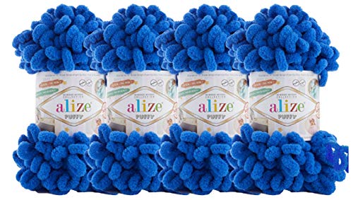 Alize Puffy Baby Big Loop Decke Garn, 100 % Micropolyester, weiches Garn, 400 g, 39 Yds (141 Königsblau) von alize