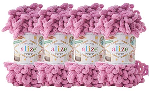 Alize Puffy Baby Big Loop Deckengarn, 100% Micropolyester, weiches Garn, 400 g, 400 g (98 – Rose) von alize