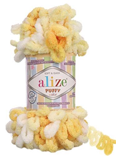 Alize Puffy Color Babydeckengarn, 400 g, 100 % Mikropolyester, weiches Garn, Handstrickgarn (5921) von alize