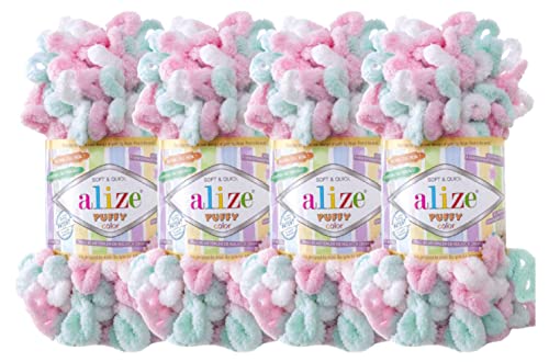 Alize Puffy Color Babydeckengarn, 400 g, 100% Mikropolyester, weiches Garn, Handstrickgarn (6052) von Alize