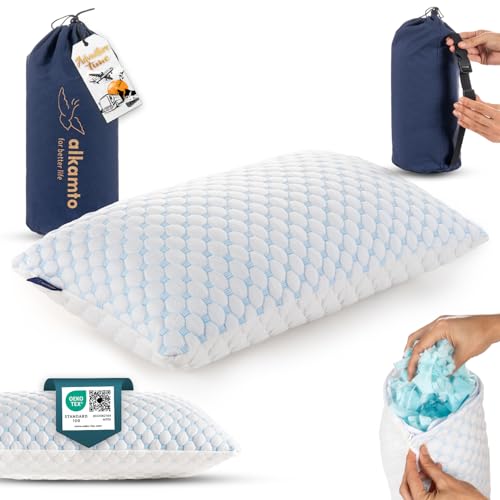 Alkamto Kühlendes Memory Foam Reisekissen–Verstellbares Gel für Individuelle Unterstützung–Beidseitig Eis-Seide & Weiches Rayon– eicht, Komprimierbar, OEKO-TEX Zertifiziert, Ideal für Reisen & Camping Alkamto Kühlendes Memory Foam Reisekissen–Verstellbares Gel für Individuelle Unterstützung–Beidseitig Eis-Seide & Weiches Rayon– eicht, Komprimierbar, OEKO-TEX Zertifiziert, Ideal für Reisen & Camping von alkamto