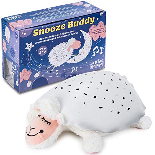 all Kids United Snooze Buddy LED Sternenhimmel Nachtlicht - Einschlafhilfe Schlummerlicht Schlaflicht; Sternenlicht-Projektor mit Gute-Nacht-Musik (Schaf) von all Kids United