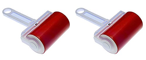 2 Stück all-around24 Kleiderrolle dauer Fusselroller Fusselrolle abwaschbar Tierhaarentferner (Rot) von all-around24
