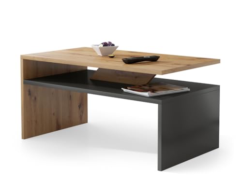 All4All Couchtisch Kaffetisch Sofatisch Pico mit Ablage Matt Modern Weiß Schwarz Wenge Sonoma Eiche 05 (Artisan Eiche + Anthrazit) von All4All