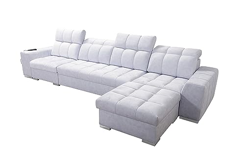 Ecksofa mit Schlaffuntkion und Bettkasten, Wohnlandschaft Piaggio L-Form oder U-Form zur Auswahl, Schlafsofa Gesteppt Auswahl, modernes Ecksofa 26 (Seite rechts, Piaggio XII) von All4All