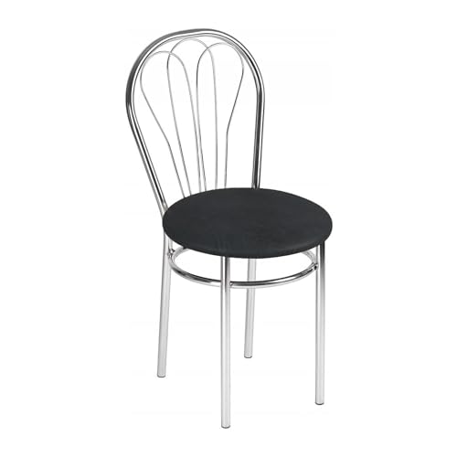 All4All Stuhl Venus Küchenstuhl aus Metal Chrom Bistrostuhl Esszimmer Wohnzimmer Esszimmerstuhl Wohnzimmerstuhl (AL2 SCHWARZ) von All4All