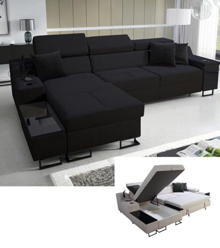 All4All Ecksofa Fosti - Schalffunktion - Bettkasten - Polstersofa - Komfort - L-Form - Couch - Eckcouch - Schlafsofa - 293x185x100cm - 26 - Sawana 14, Links von All4All