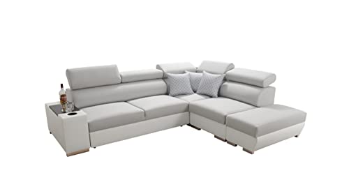 All4All Ecksofa Prude mit Schlaffunktion und Bettkasten Eckcouch Schlafsofa verstellbare Kopfstützen Links Rechts Schwarz Grau Blau Lila 26 (RECHTS, Luxo 6601 + Ekj 1) von All4All