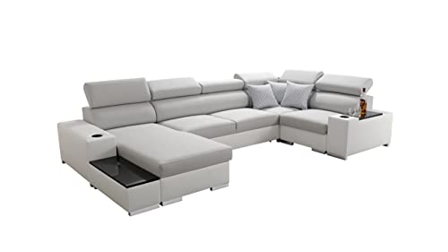 All4All Wohnlandschaft Passe Ecksofa mit Schlaffunktion Big Schlafsofa mit Bettkasten Relaxfunktion Links Rechts Grau Schwarz Blau 26 (Links, Luxo 6601 + EKJ 1) von All4All