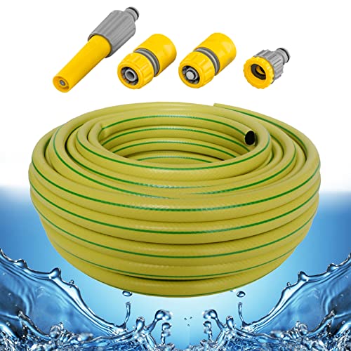 Gartenschlauch Wasserschlauch 50m 3/4 Zoll (19 mm) 4-teiliges Anschluss-Set Schlauch universal Gelb von all4you