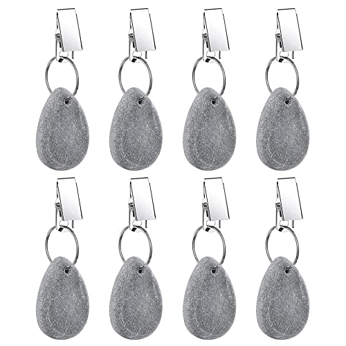 Tischdeckengewichte Kleiderbügel, Tischdeckenanhänger, Stein-Tischdecken-Gewichte mit Metall-Clips für Outdoor-Party, Picknick, Tischdekoration (grau, 8 Stück) von alladaga