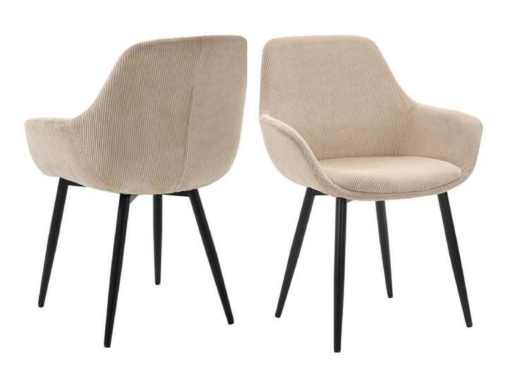 Armlehnstuhl 2er Set, Cord-OptikBeige, Beine pulverbeschichtet matt Schwarz von Salesfever - Stuhl, Esszimmerstuhl, Polsterstuhl Armlehnstuhl 2er Set, Cord-OptikBeige, Beine pulverbeschichtet matt Schwarz von Salesfever - Stuhl, Esszimmerstuhl, Polsterstuhl von allaround