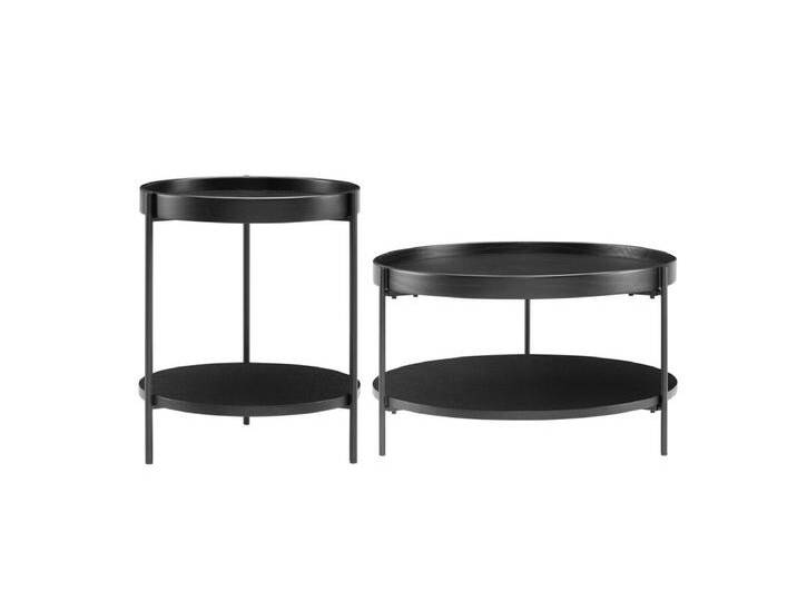 Couchtisch 2er Set, Schwarz, mit je 2 Ablageflächen von Salesfever - Wohnzimmertisch, Sofatisch von allaround