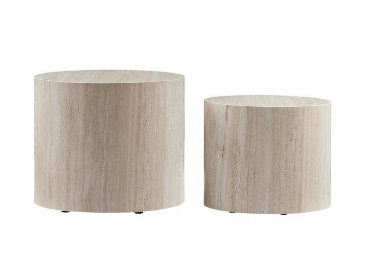 Couchtisch 2er Set, Travertin, oval, in Travertinoptik von Salesfever - Wohnzimmertisch, Sofatisch von allaround