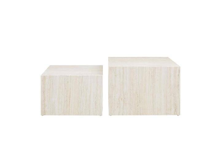 Couchtisch 2er Set, Travertin, quadratisch, in Travertinoptik von Salesfever - Wohnzimmertisch, Sofatisch von allaround