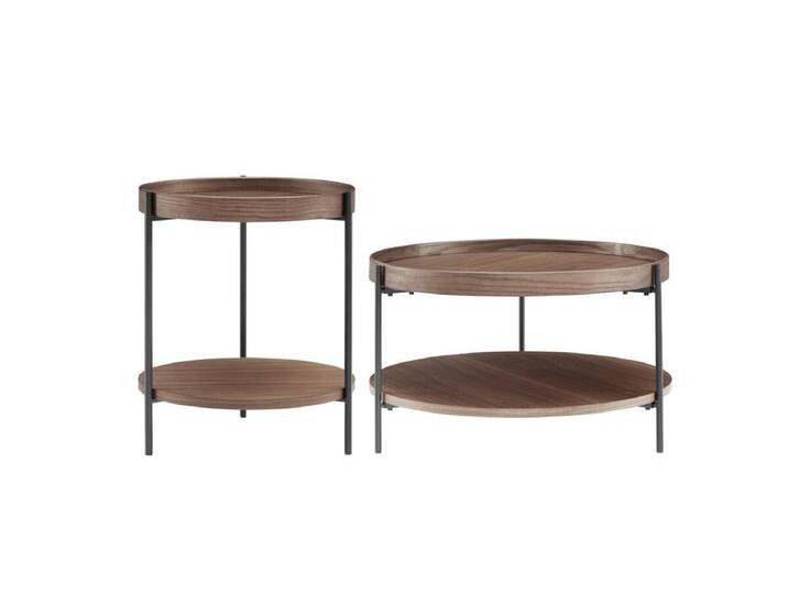 Couchtisch 2er Set, Walnuss, mit je 2 Ablageflächen von Salesfever - Wohnzimmertisch, Sofatisch von allaround