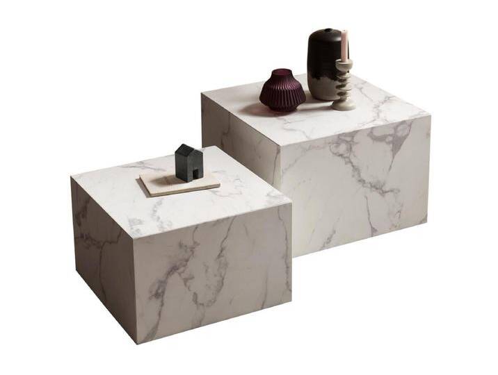 Couchtisch 2er Set, quadratisch, in Marmoroptik von Salesfever - Wohnzimmertisch, Sofatisch von allaround