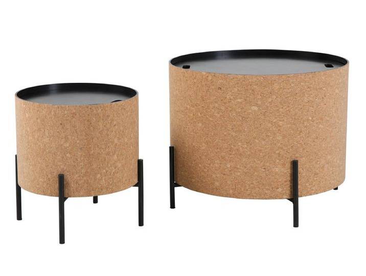 Couchtische 2er Set, MDF mit Kork, Stahlbeine von Möbilia - Wohnzimmertisch, Sofatisch von allaround