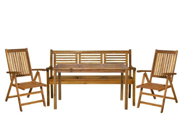 Garten Sitzgruppe Akazien Holz, für 5 Personen, 1 Tisch, 2 Stühle, 1 Bank von Möbilia - Gartenmöbel Set, Gartengarnitur von allaround