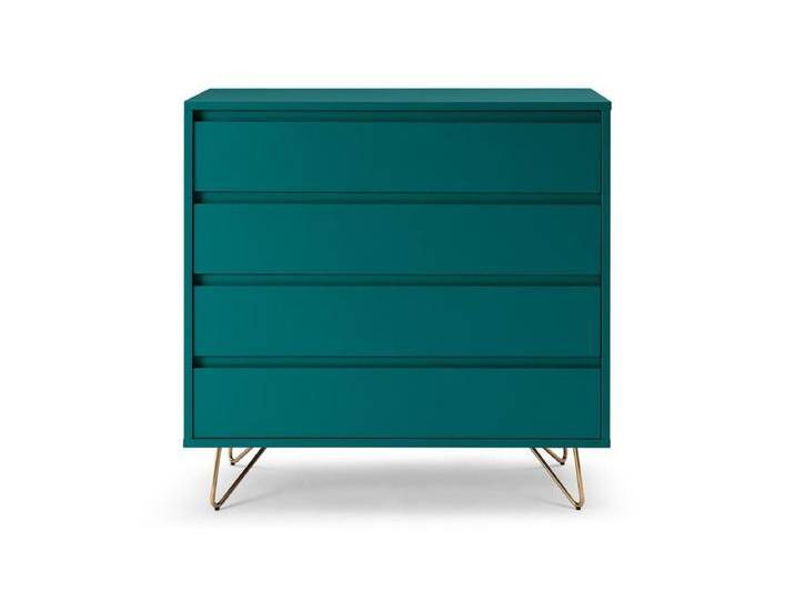 Kommode breit, mit 4 Schubladen, Kommode aus MDF, Beine aus Metall mit Messinglegierung von Salesfever - Sideboard, Anrichte von allaround