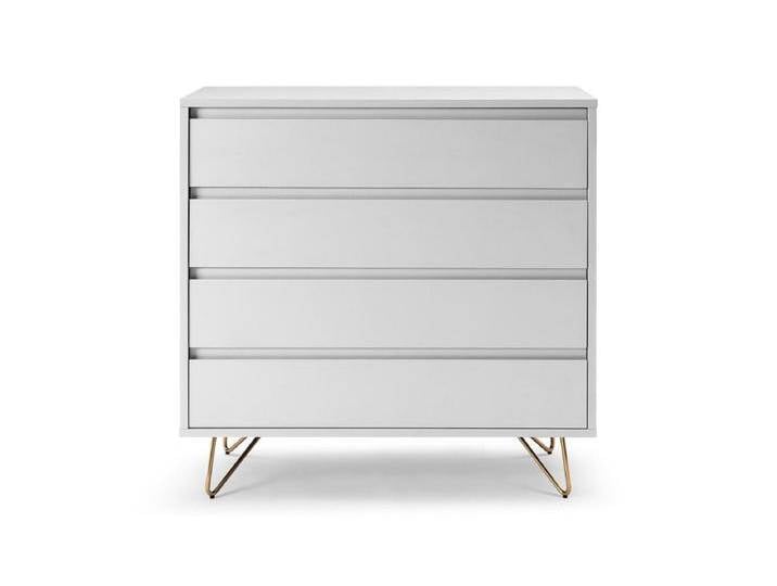 Kommode breit, mit 4 Schubladen, Kommode aus MDF, Beine aus Metall mit Messinglegierung von Salesfever - Sideboard, Anrichte von allaround