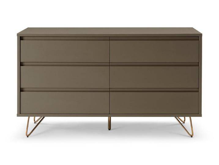 Kommode breit, mit 6 Schubladen, Kommode aus MDF, Beine aus Metall mit Messinglegierung von Salesfever - Sideboard, Anrichte von allaround