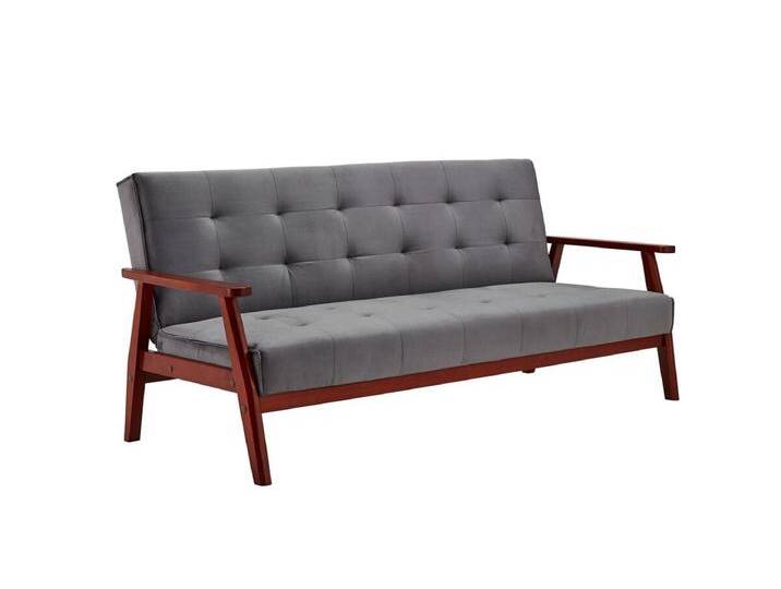 Schlafsofa skandinavisch, Samt, dunkelgrau, 3-Sitzer, mit Relaxfunktion (um 60° neigbar), 100% Polyester von Salesfever von allaround