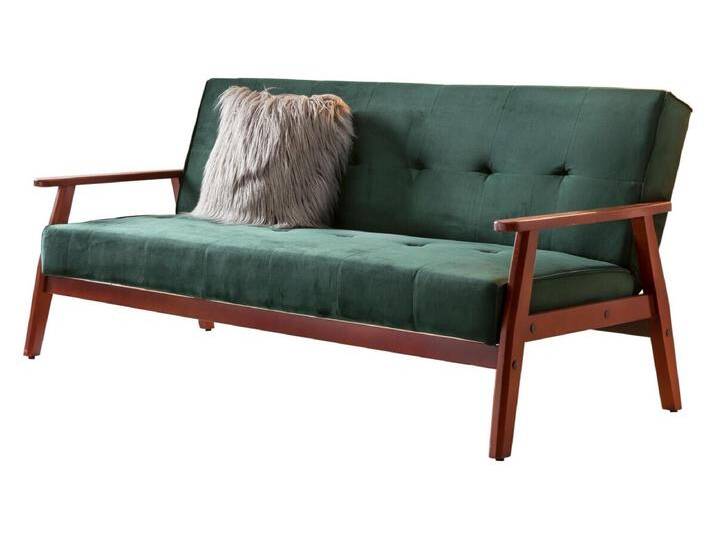 Schlafsofa skandinavisch, Samt, tannengrün, 3-Sitzer, mit Relaxfunktion (um 60° neigbar), 100% Polyester von Salesfever von allaround