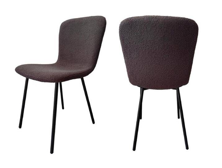 Stuhl Bouclé Optik, 4er Set, Dunkelgrau, Beine Schwarz Metall pulverbeschichtet von Salesfever - Polsterstuhl, Esszimmerstuhl von allaround