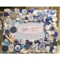 Baby Knopfrahmen in Blau Und Weiß ~ Duschgeschenk Kinderzimmerdeko Jungenzimmer Shabby Chic Geschenk Für Die Neue Mutter 10x15 Photo von allbuttonedupbytina
