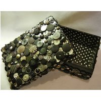 Große Schwarz-Silberne Knopfschatulle ~ Memory Box Knopfbox Geschenk Für Sie Boho Kunst Retro Einweihungsgeschenk von allbuttonedupbytina