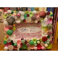 Mutter ~ Knopfrahmen Weiß, Rosa Und Grün - Geschenk Für Mama Die Neue Mutter 4 "x6" Foto von allbuttonedupbytina