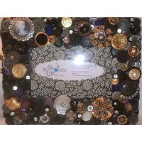 Reserviert ~ Custom Only Black & Grey Button Frame Personalisiert Boho Rahmen Geschenk Für Sie Duschgeschenk 4x6 Foto von allbuttonedupbytina