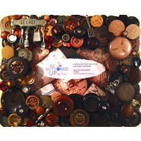 Reserviert ~ Custom Only Chef Earth Toned Button Frame in Braun Olive Und Bernstein Geschenk Für Koch Rustikale Kunst Recycelte 4x6 Foto von allbuttonedupbytina