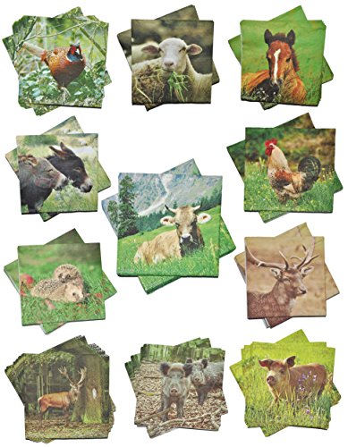 1 Set: Servietten - mit verschiedenen Tier Motiven - Serviette Tischserviette Papier Party - Tiere Tierservietten/Waldtiere Bauernhof von alles-meine.de GmbH