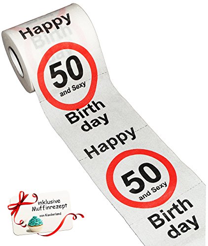 10 Rollen Toilettenpapier - " 50. Geburtstag/fünfzig und Sexy - Happy Birthday " - 28 m - Verkehrsschild - WC Klopapier Klopapier - lustig Klorolle große .. von alles-meine.de GmbH