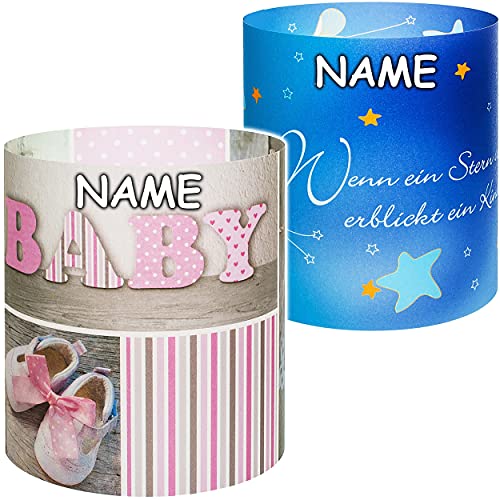 10 Stück - kleine Tischlichter Motiv frei wählbar Baby - Mädchen/Geburt & Taufe inkl. Name - 10 cm - Licht - für Teelichter/Batterie LED Lichter & K.. von alles-meine.de GmbH