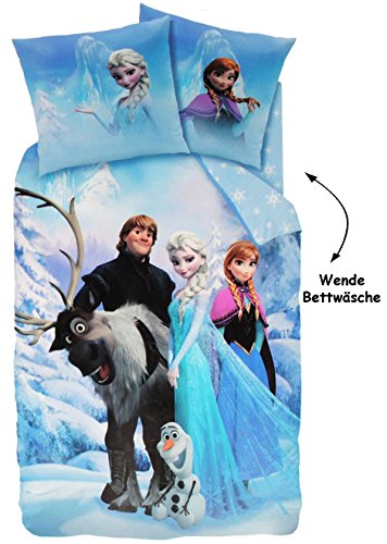 2 TLG. Set: Bettwäsche - Disney Frozen - die Eiskönigin & Sven - Wendebettwäsche - 135 x 200 cm & 80 x 80 cm - 100% Baumwolle - mit Reißverschluß - für M.. von alles-meine.de GmbH