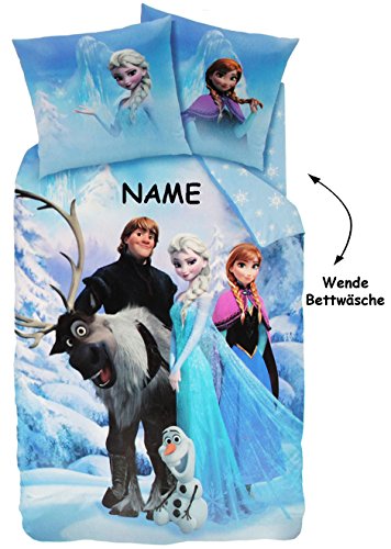 2 TLG. Set: Bettwäsche - Disney Frozen - die Eiskönigin & Sven - incl. Name - Wendebettwäsche - 135 x 200 cm & 80 x 80 cm - 100% Baumwolle - mit Reißvers.. von alles-meine.de GmbH