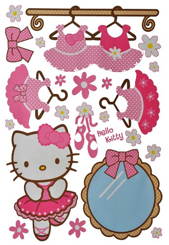23 tlg. Set Wandtattoo XL/Fensterbild/Sticker groß - Hello Kitty Katze - Wandsticker selbstklebend Blumen Schleife rosa von alles-meine.de GmbH
