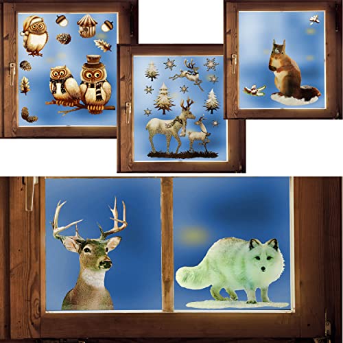 3 Bögen große Fenstersticker - Motivwahl 3D Glitzer & Glimmer Winter & Tiere im Schnee - statisch - selbstklebend - wiederverwendbar/Fensterbilder - z.. von alles-meine.de GmbH