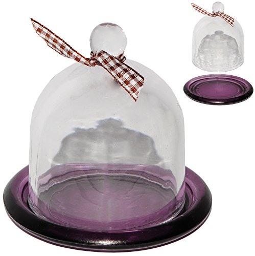 5 Stück kleine Glasglocken - lila/violett - 10 cm - mit Glas Boden - Deko/Muffin - Süßigkeiten - Glasboden - Präsentationsglocke/Glaskuppel - GLOC.. von alles-meine.de GmbH