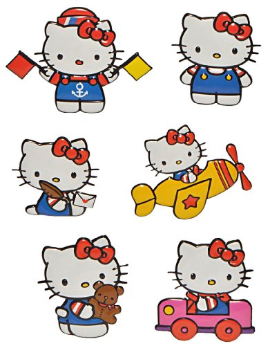 6 tlg. Set: 3-D Effekt Wandtattoo/Fensterbild/Sticker - " Kätzchen - Hello Kitty " - wasserfest - selbstklebend Pop-Up Aufkleber Wandsticker Katze von alles-meine.de GmbH