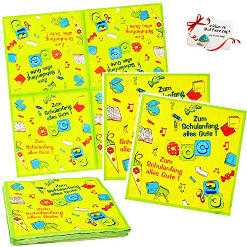 60 Stück Servietten - " zum Schulanfang alles Gute ! " - Buchstaben - ABC/Alphabet - Schuleinführung & Einschulung - Partygeschirr - Partyset - Serviette .. von alles-meine.de GmbH