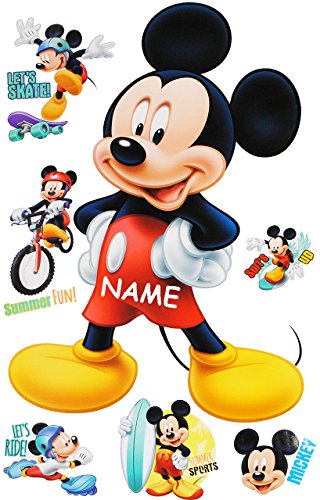 7 tlg. Set Wandtattoo/Sticker - " Mickey Mouse " - incl. Name - Wandsticker + Fenstersticker - Aufkleber für Kinderzimmer - Maus Playhouse/Jungen & Mädc.. von alles-meine.de GmbH