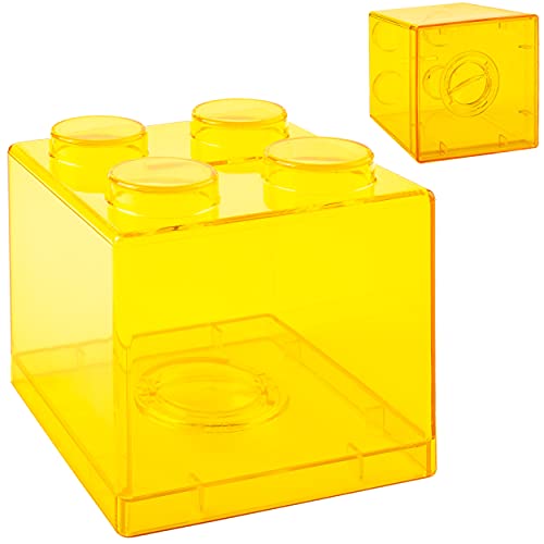 Bausteine Artikel wählbar große Spardose - gelb - mit Schloss - stabile Sparbüchse - aus Kunststoff - transparent durchsichtig Verschluss - Sparschwein - .. von alles-meine.de GmbH