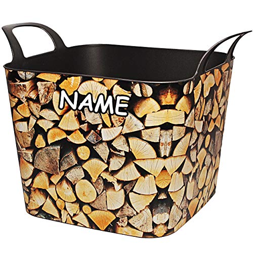Flexi & flexibel - XXL großer Garteneimer/Eimer/Trog/Bottich - Blumentopf/Pflanzkübel - Holz & Bretter - inkl. Name - Wäschekorb & Tasche - Gross - Sh.. von alles-meine.de GmbH